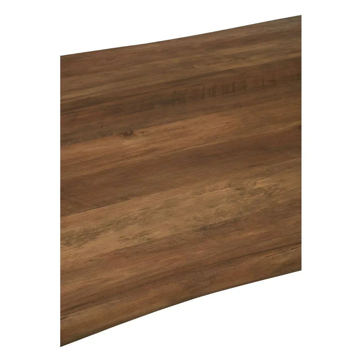 Closeup of wooden dining table top with natural grain and smooth brown finish