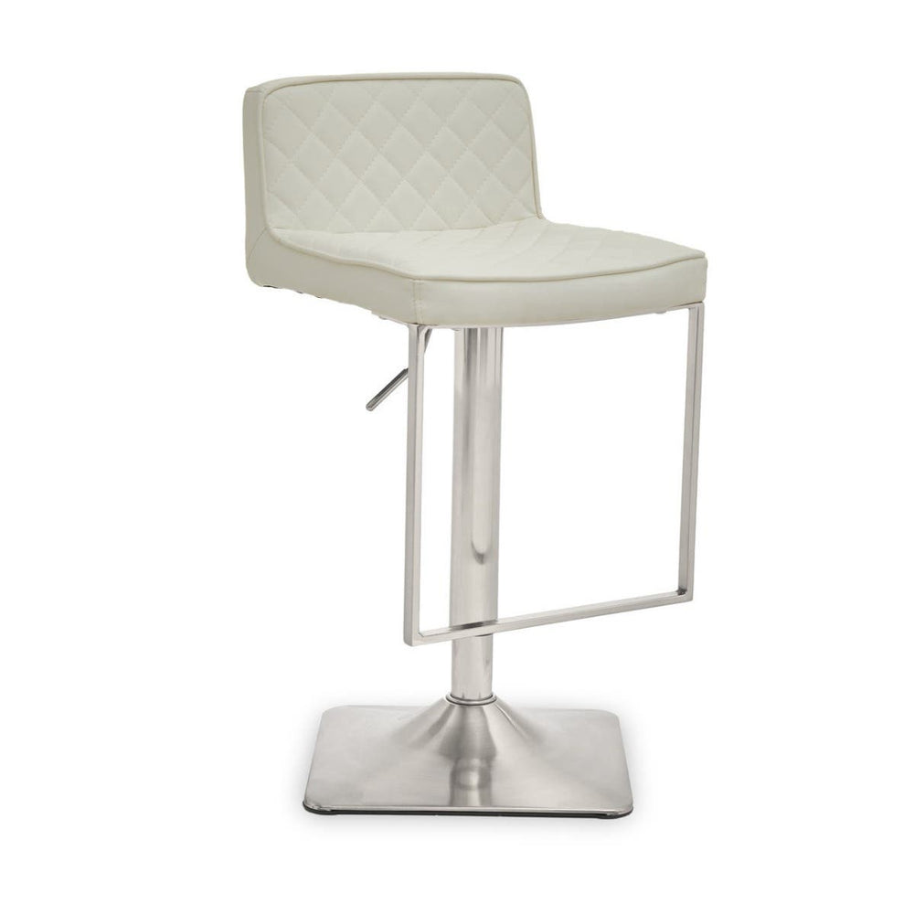 Luxe White Leather Barstool