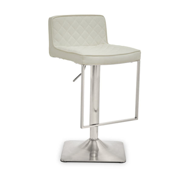 Luxe White Leather Barstool