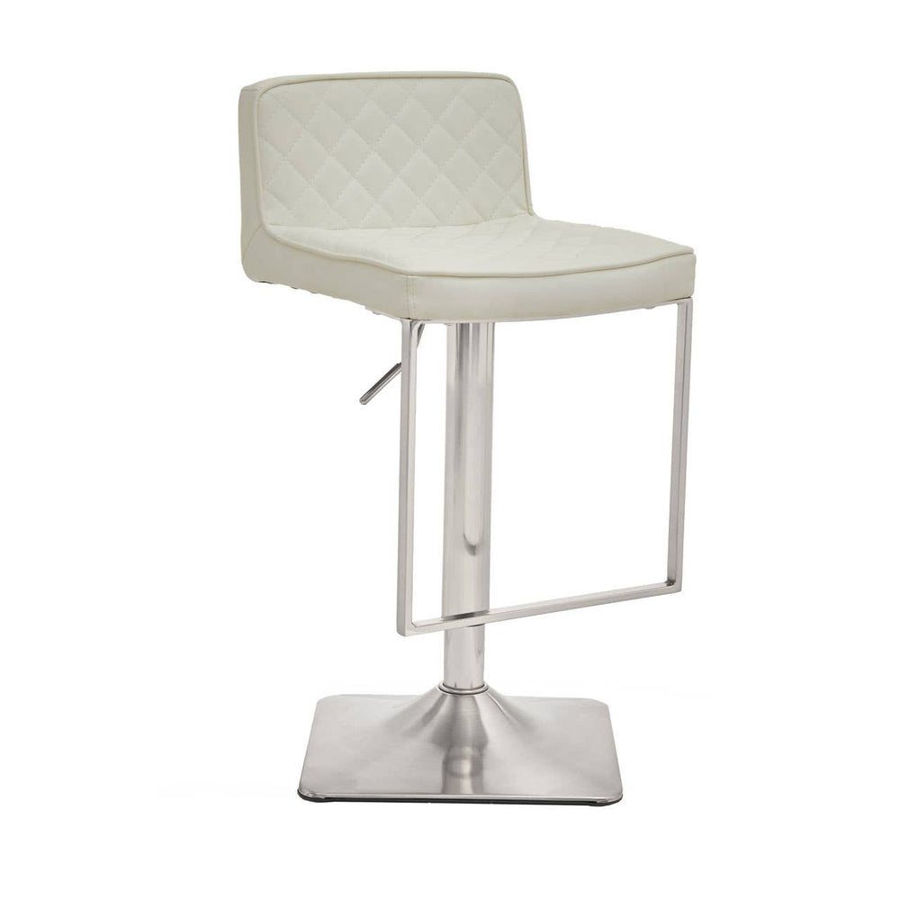 Luxe White Leather Barstool