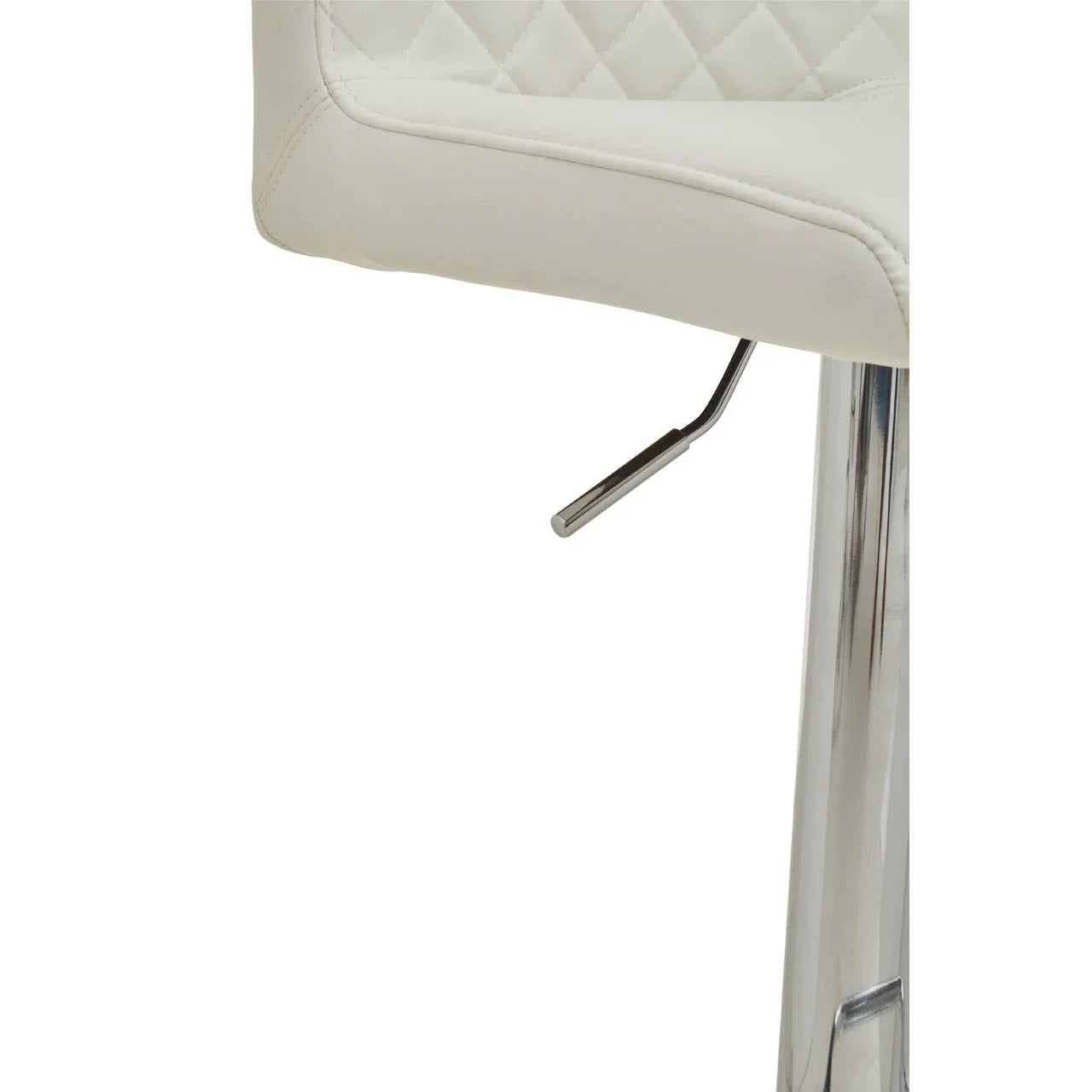 Cream bar stool with diamond stitched seat and chrome gas lift lever