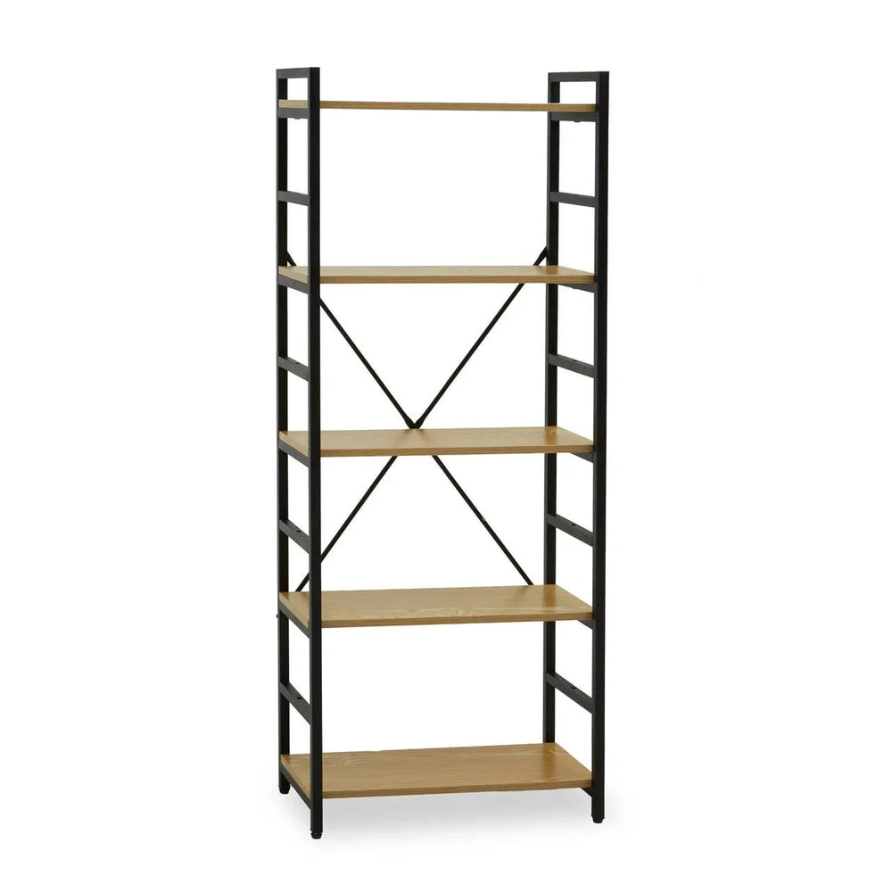 Oak X-Frame 5-Tier Shelf
