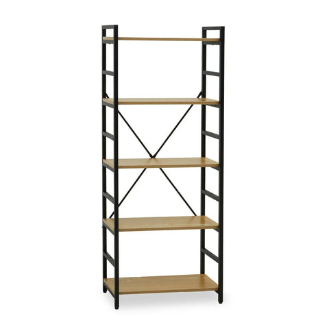 Oak X-Frame 5-Tier Shelf