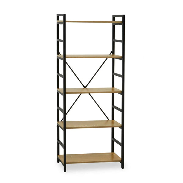 Oak X-Frame 5-Tier Shelf