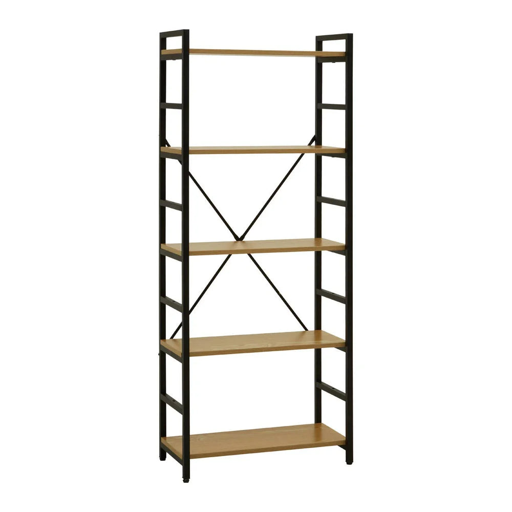 Oak X-Frame 5-Tier Shelf
