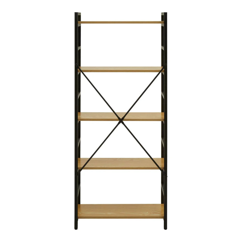 Oak X-Frame 5-Tier Shelf
