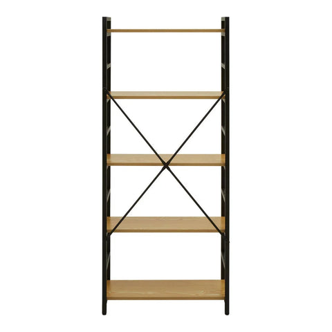 Oak X-Frame 5-Tier Shelf