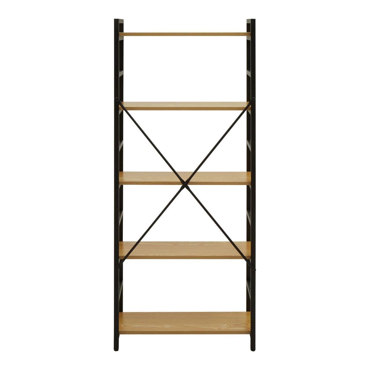 Oak X-Frame 5-Tier Shelf