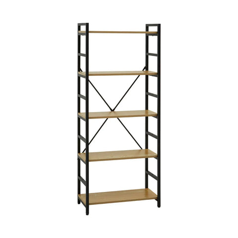 Oak X-Frame 5-Tier Shelf