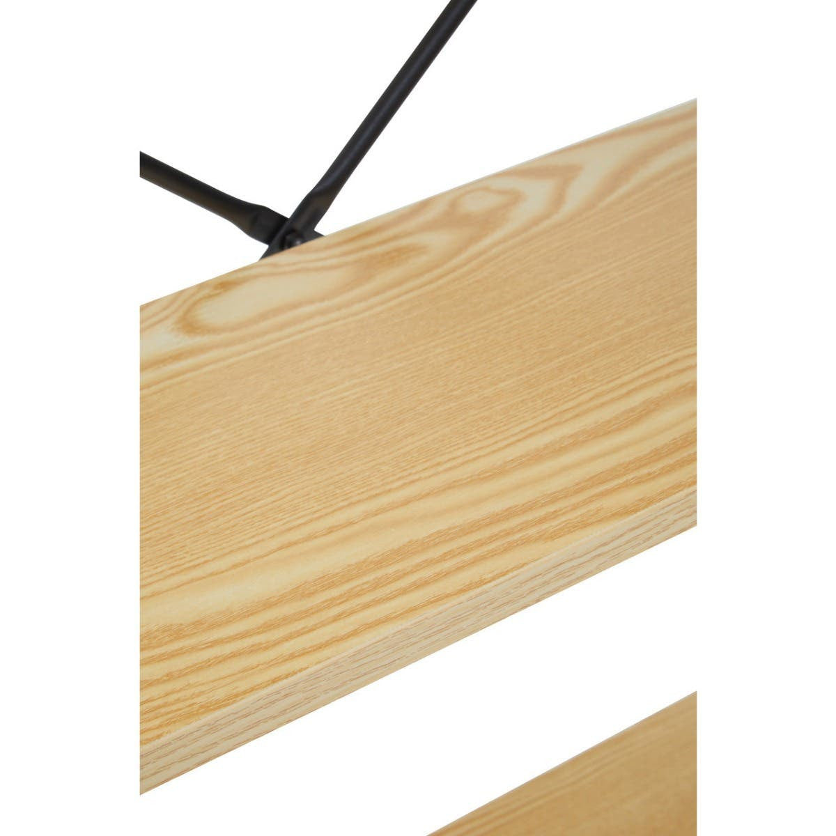 Light oak effect shelf unit featuring three tiers with a smooth surface and a minimalist design. The unit is supported by black metal brackets, highlighting a modern aesthetic suitable for various home decor styles
