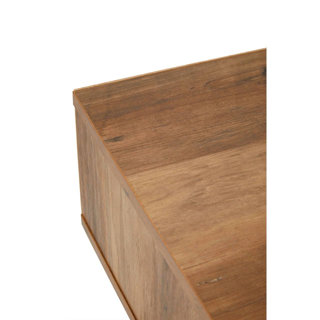 Close up of wooden furniture corner showing natural wood grain texture