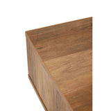Close up of wooden furniture corner showing natural wood grain texture