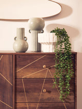 Flori Wood Veneer Sideboard with Metal Legs