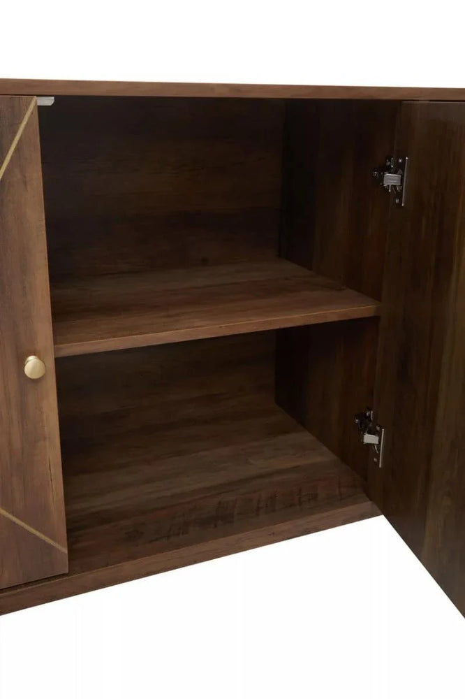 Flori Wood Veneer Sideboard with Metal Legs