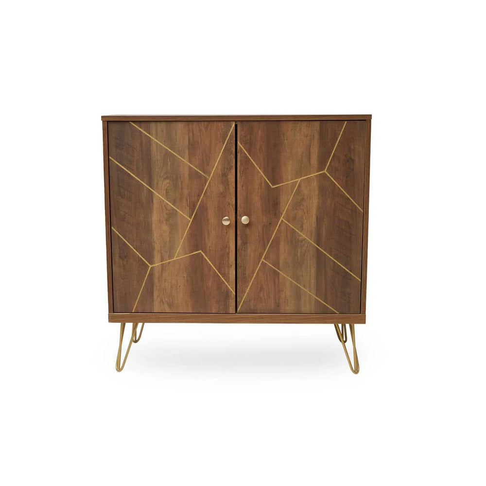 Flori Wood Veneer Sideboard with Metal Legs