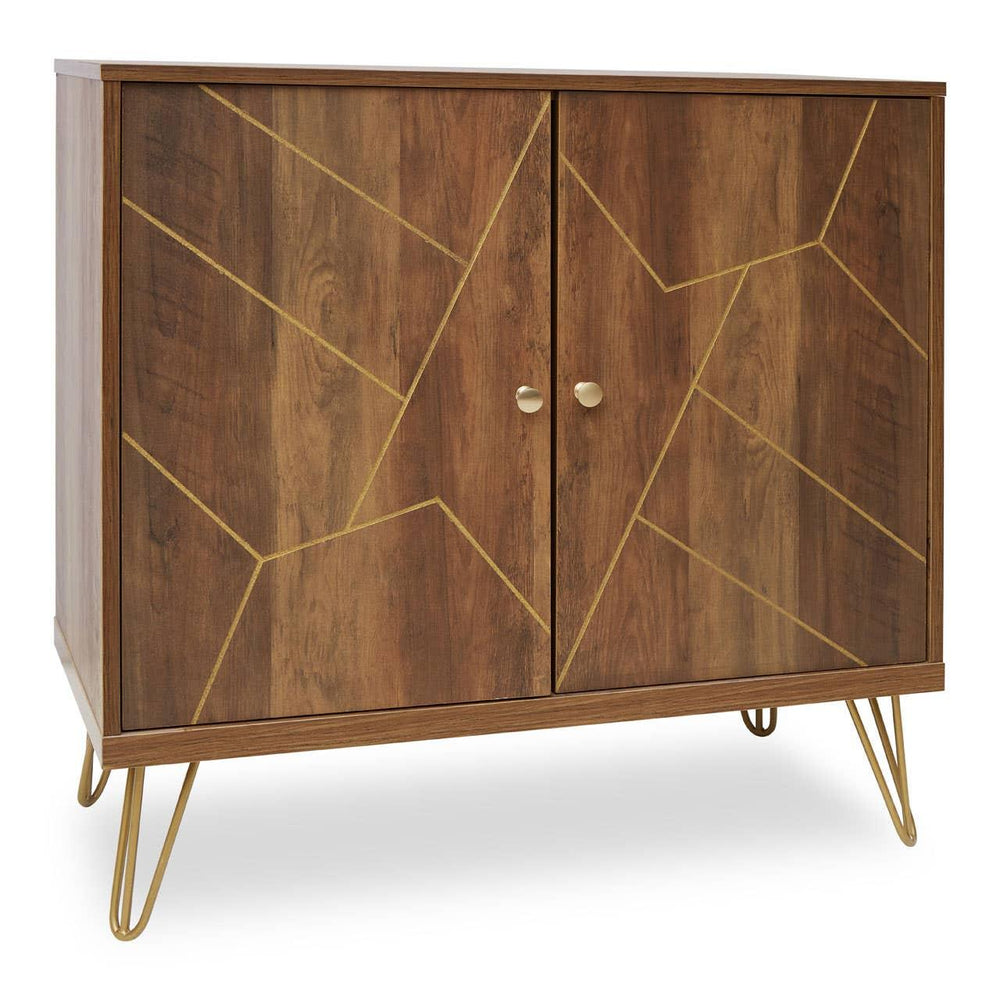 Flori Wood Veneer Sideboard with Metal Legs
