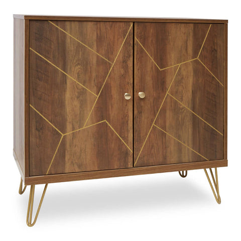 Flori Wood Veneer Sideboard with Metal Legs