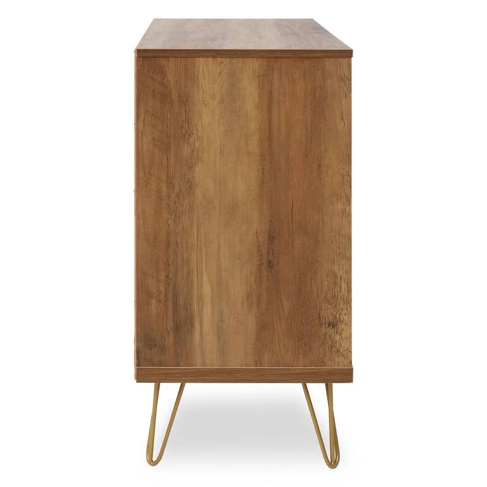 Flori Wood Veneer Sideboard with Metal Legs