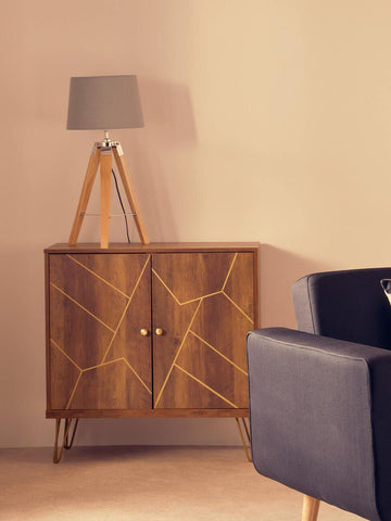 Flori Wood Veneer Sideboard with Metal Legs