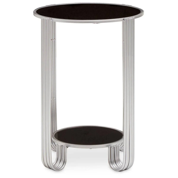 Sleek Round Black Silver Table