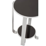 Sleek Round Black Silver Table