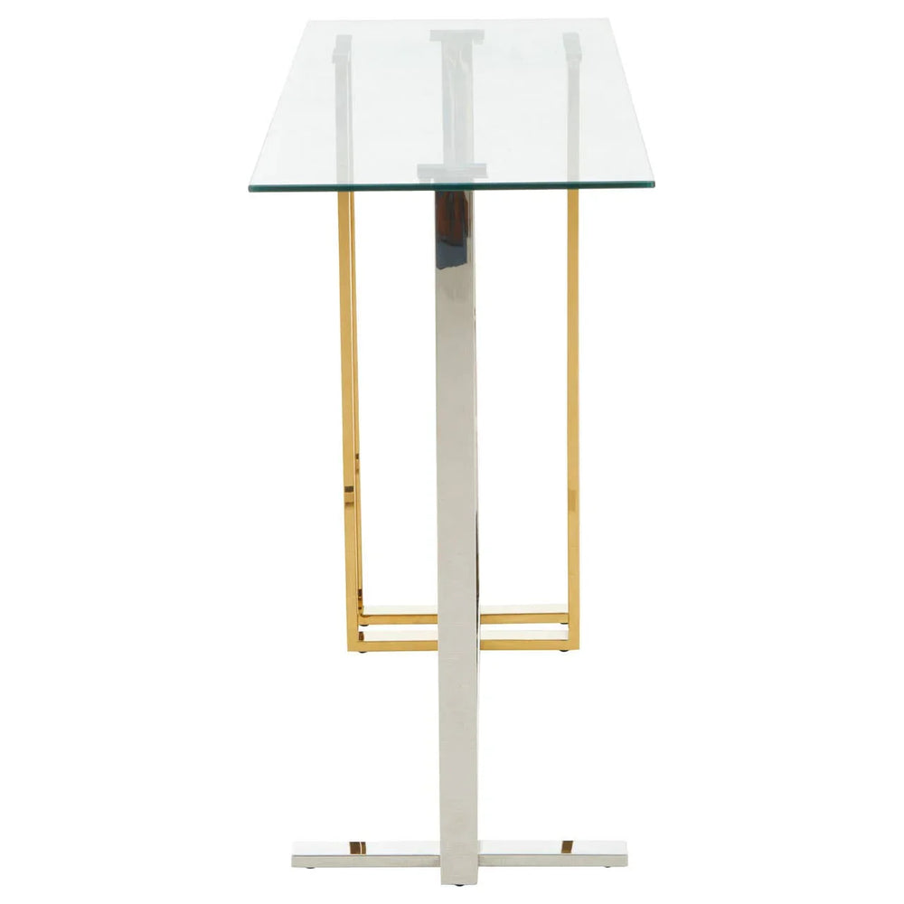 Golden Steel Glass Console Table