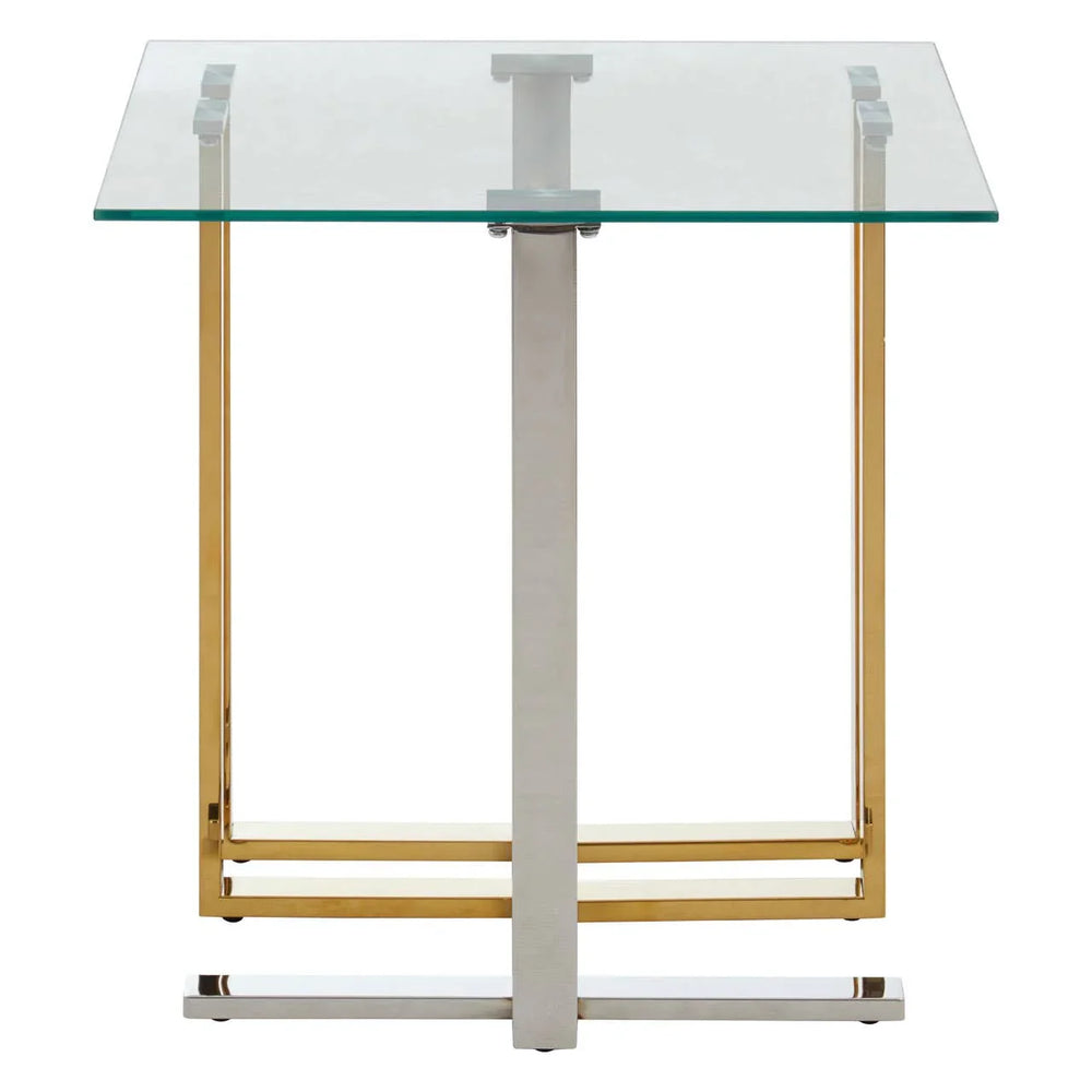 Golden Steel Glass End Table