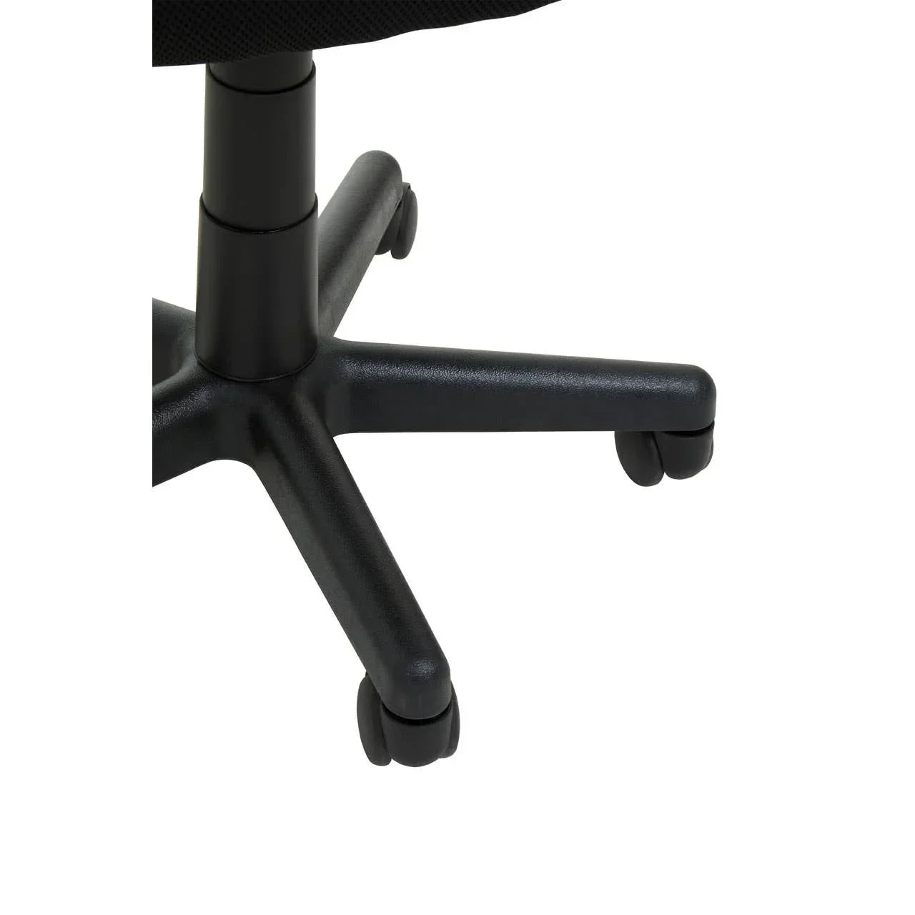 Black office chair base with five caster wheels and sturdy metal frame