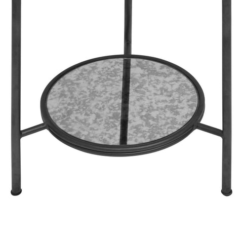 Mirrored Glass Rustic Side Table