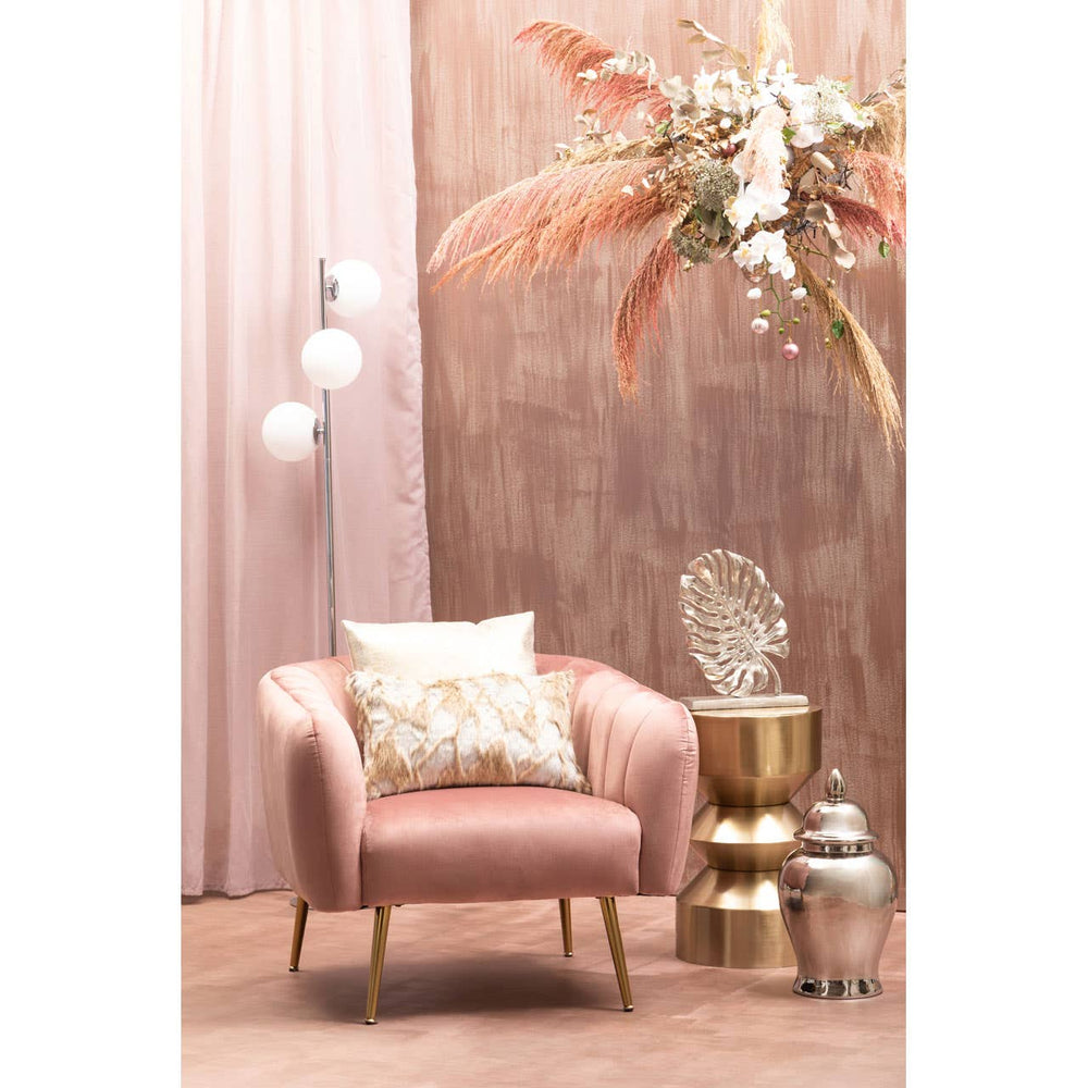 Plush Pink Velvet Accent Chair