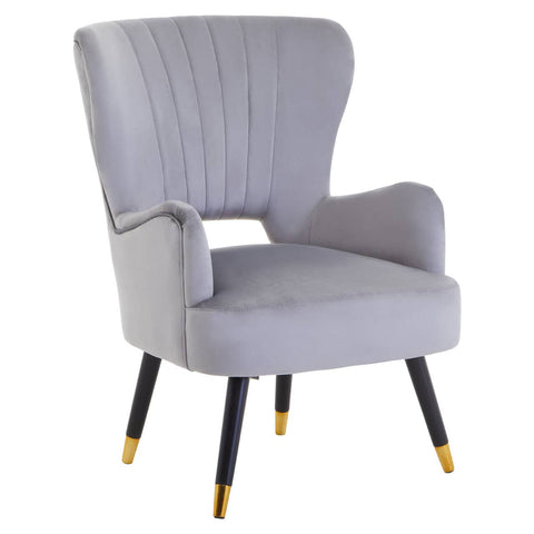 Luxe Grey Velvet Accent Chair