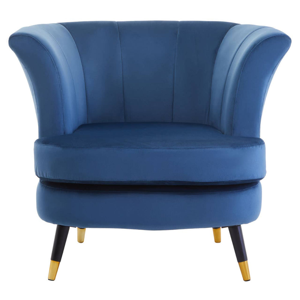 Midnight Velvet Scalloped Accent Chair