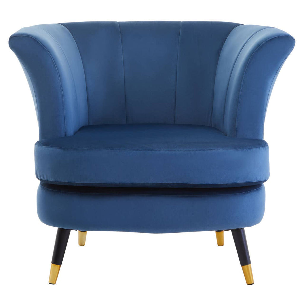 Midnight Velvet Scalloped Accent Chair