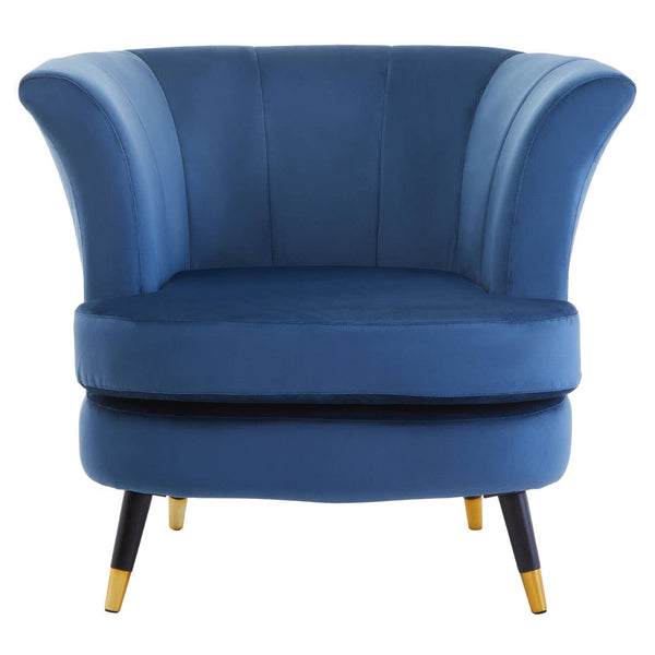 Midnight Velvet Scalloped Accent Chair