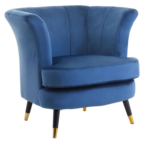 Midnight Velvet Scalloped Accent Chair