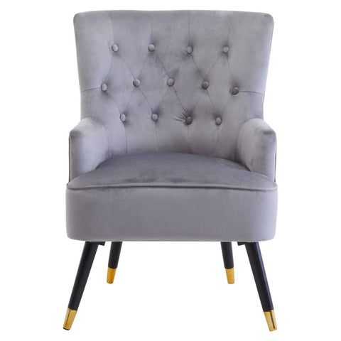 Luxe Grey Velvet Tufted Chair