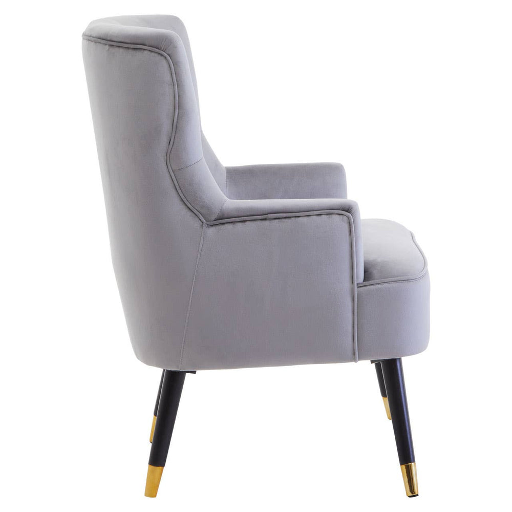 Luxe Grey Velvet Tufted Chair