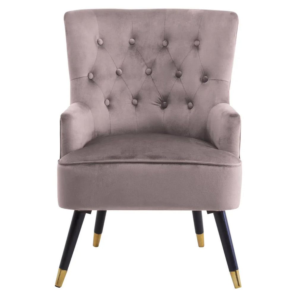 Loretta Mink Velvet Chair With Black Wood Legs
