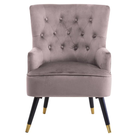 Loretta Mink Velvet Chair With Black Wood Legs