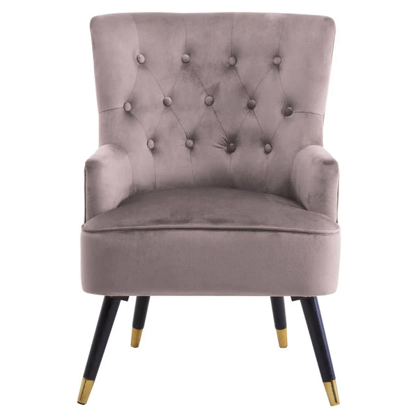 Loretta Mink Velvet Chair With Black Wood Legs