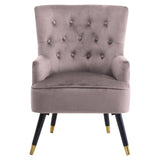 Loretta Mink Velvet Chair With Black Wood Legs