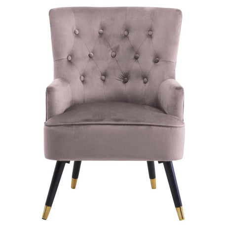 Loretta Mink Velvet Chair With Black Wood Legs