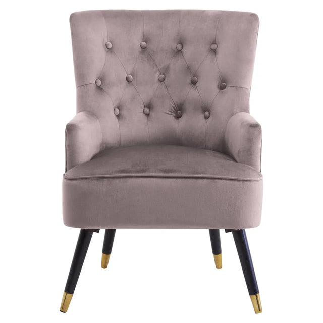 Loretta Mink Velvet Chair With Black Wood Legs