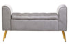 Luxe Grey Velvet Storage Bench