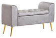 Luxe Grey Velvet Storage Bench