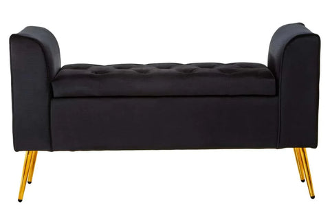 Luxe Black Velvet Storage Bench
