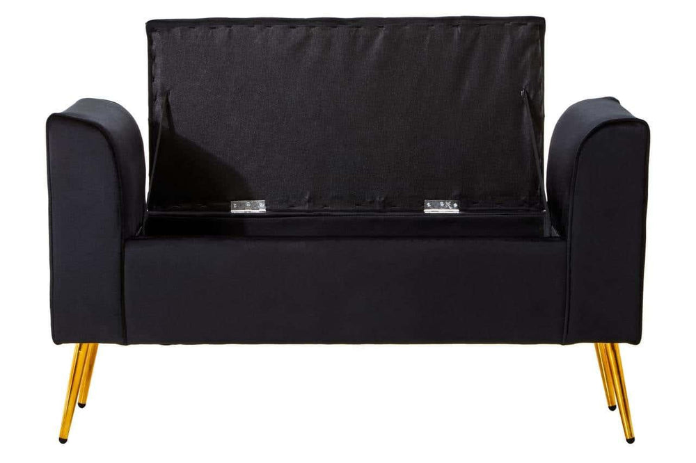Luxe Black Velvet Storage Bench