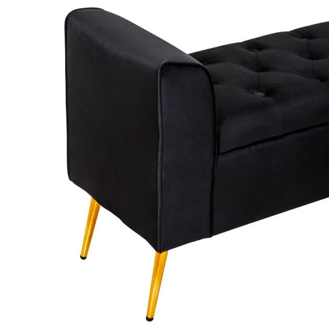 Luxe Black Velvet Storage Bench