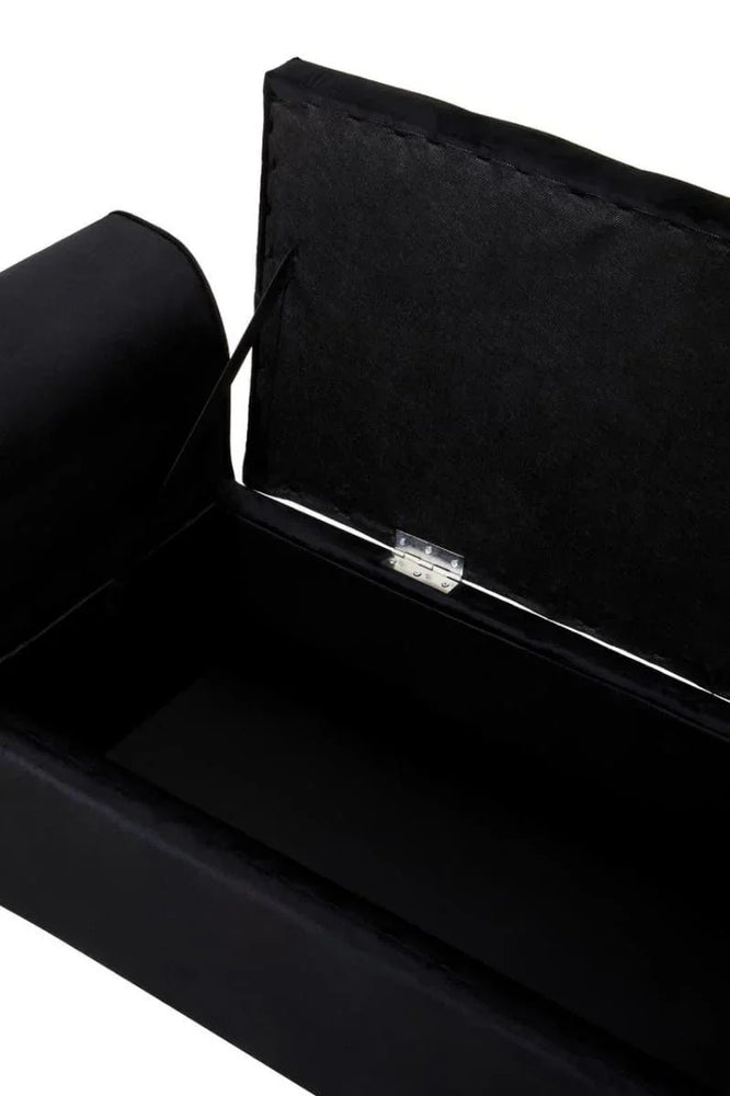 Luxe Black Velvet Storage Bench