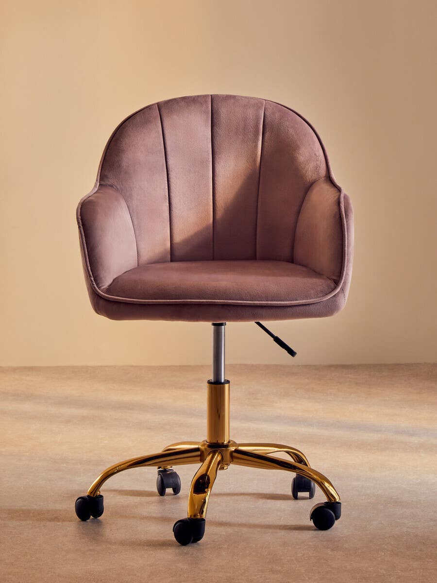 Luxe Pink Velvet Office Chair